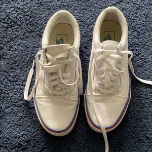 WHITE VANS w/ Rainbow Trim